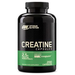 Optimum Nutrition Creatine Capsules with 2500 mg of Unflavoured Creatine Monohydrate per Serving, Creatine Food Supplement Capsules to support performance, 100 Servings, 200 Capsules