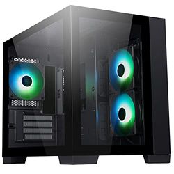 Case DARK CAVE - Gaming Mini Tower, mATX, 4x12cm ARGB fan, 2xUSB3, Type-C, Side & Front Panel Temp Glass