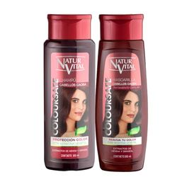 NaturVital Pack Color Caoba: Mascarilla + Champú Coloursafe, cuidado del Cabello con pigmento Caoba para Coloración Temporal. Reaviva el Color y da Reflejos intensos 300ml+300ml