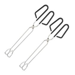 Relaxdays Grilltänger uppsättning av 2, rostfritt stål, halkfritt handtag, skjuvtång för grill och kök, 33 cm lång, silver/svart