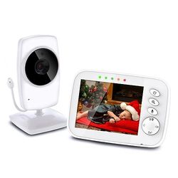 NWOUIIAY Draadloze babyfoon met camera en 3,2 inch scherm, babyfoon met nachtzicht, video, werkt in twee richtingen, babyfoon met functie voor vergroot beeld, enz