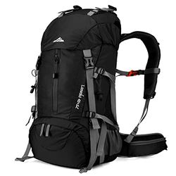 Loowoko - Mochila de senderismo de 50 L, impermeable, para camping, con funda para la lluvia, mochila ligera de 45 + 5 litros