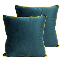 Paoletti Meridian tvåpack polyesterfyllda kuddar prydnad, blågrön/cylon, 55 x 55 cm