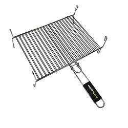 Cook'in garden, GR015, Grille à Pied Double /1 Poignée / 40X30 cm, Résistante aux flammes et hautes températures, Manche en matière softouch facile à prendre en main, Chromé