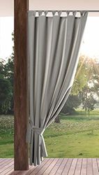 Eurofirany Tuingordijn met lusgordijn, 1 stuks, afneembare lussen, zonwering, inkijkbescherming, winddicht, waterdicht, voor paviljoen, terras, pergola, 155x260 cm, lichtgrijs
