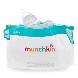 Munchkin Woreczki do Sterylizacji w Kuchence Mikrofalowej Cool Touch, do Smoczków do Butelek dla Niemowląt, 6 Torebek Wielokrotnego Użytku, Odkażacz na Zimną Wodę, Mini Sterylizator Podróżny