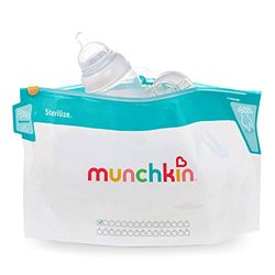 Munchkin Sachets de Stérilisation Micro-Onde Cool Touch, 6 Sachets de Stérilisation Biberon et Tétine Réutilisables, Alternative aux Stérilisateurs à Froid et Électriques, Mini Stérilisateur de Voyage