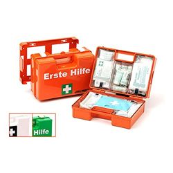 LEINA-WERKE 38033 Coffret de premiers secours ÖNORM Z 1020 type II Orange – avec impression 2 couleurs, 1 pièce.