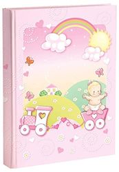 Mareli Fotoalbum, roze, geboorte voor meisjes, met dagboek, 23 x 30 cm, 56 witte pagina's en 4 gepersonaliseerde dagboekpagina's, pagina's van dik en robuust karton, geïnterveerd door Pergamino