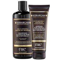 Kerargan - Anti-Hair Loss Shampoo and Scalp Scrub Duo with Castor Oil for Dry, Brittle, Lifeless Hair - Purifies, Promotes Growth - Sulfate-Free, Paraben-Free, Silicone-Free - 500ml + 250ml