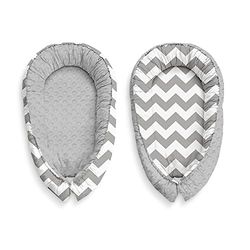 Kospu cocoon baby baby baby baby baby bebè paraurti da viaggio 100% cotone e peluche minky antiallergico grigio/zigzag