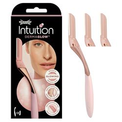 WILKINSON SWORD - Intuition Dermaglow For Women | Facial Hair Remover and Exfoliating Dermaplanning tool | Razor Handle + 3 Blade Refills
