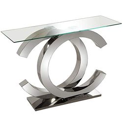 DRW Console - Table d'entrée sur Pied chromé CC et Verre Transparent 110 x 35 x 79 cm
