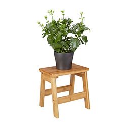 Relaxdays Tabouret repose-pieds bambou RUSTICO table console bois guéridon petit tabouret enfant HxlxP: 27 x 29 x 24 cm, nature