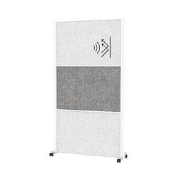 MAUL MAULconnecto Acoustic Divider, 180 x 100 cm, Room Divider for Office and Desk, Freestanding Room Divider with Wheels, Ideal as Privacy Screen and Sound Protection, Allergy-Friendly Fleece