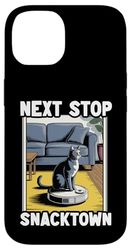 Next Stop Snacktown Cat Robot Vacuum Cleaner Cat Case for iPhone 14