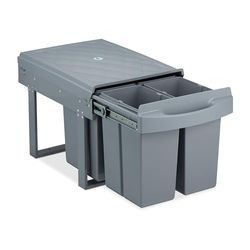 relaxdays poubelle encastrable coulissante, 4 bacs, système de trie pour le sous-évier, 4x 8 l, HLP 35x33,5x51 cm, gris
