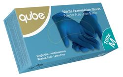 Qube - set med 10 pulverfria nitrilhandskar för undersökning av handskar - engångshandskar - engångshandskar - latexfri - kartong med 1000 handskar - storlek M