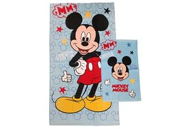 Hermet Mickey Mouse Disney - Toallas de baño de Esponja, Juego de 2 Toallas de baño, Toalla de Cara, Toalla de bidé, Azul, algodón, 100%, Producto Oficial