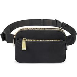 ZORFIN Sac Banane pour Homme et Femme - Sac Banane Tendance avec Sangle réglable pour l'extérieur, l'entraînement, Les Voyages, la Course à Pied, la randonnée, Le Cyclisme, Noir, M, Mode