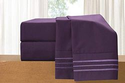 Elegant komfortantal egyptisk kvalitet, skrynkelbeständig, cool och andningsbar, lätt elastisk passform, mikrofiber, plommonlila, kung