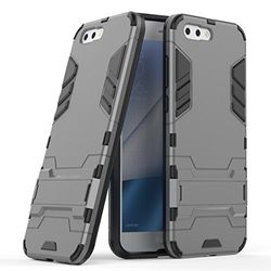 Shockproof with Kickstand Feature Case for Asus ZenFone 4 ZE554KL (5.5 inch) Hybrid Dual Layer Armor Defender Protective Cover (Grey)