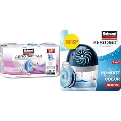 Rubson AERO 360° Recharges en tabs parfum lavande relaxante, recharges pour absorbeur d'humidité & AERO 360° Absorbeur d'humidité pour pièce de 20 m², déshumidificateur d'air efficace