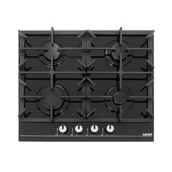 HAEGER Placa de Gas Empotada, 60 cm, 4 Boquillas, Vidrio Negro Templado