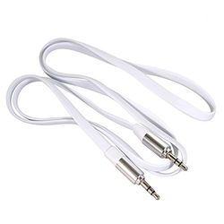 Maclean MCTV-695 W platte audiokabel adapter Jack 3.5mm Aux audiokabel stekker zwart wit 1m 2m (2m wit)