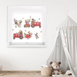 Blindecor Digital | Estor Enrollable Translúcido Estampado |Familia Infantil| Modelo F-Tractor Rojo | 170 x 180 cm (Ancho por Alto) Tamaño de la Tela 166 x 175 cm | Estores para Ventanas