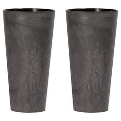 2x Prosperplast Tubus Slim Effect de plástico CON depósito en color Antracita, 38,1 (alto) x 20 (ancho) x 20 (profundo) cms