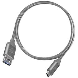 Silverstone SST-CPU05C-500 - Cavo USB reversibile, Type C al Type A Cavo estremamente durevole intrecciato in nylon, carica ad alta velocità e sincronizzazione dati, 0,5 metri, antracite