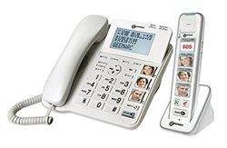 Geemarc Amplidect 295 Combi Photo - Téléphone Fixe Amplifié et Son Combiné Additionnel avec Grosses Touches Photo Personnalisables pour Personnes Agées - Perte Auditive Faible ou Moyenne - Version FR