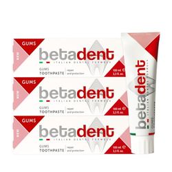Betadent KIT 3 DENTIFRICIO GUMS per gengive sensibili, infiammate e irritate. Ripara e protegge. Azione antiplacca e antibatterica. Formula Delicata non abrasiva. 3x100ml