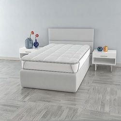 Italian Bed Linen TO-FANCY-BIANCO-1P Fancy Topper, sìngolo, Blanco