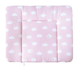 roba Colchão trocador impermeável para meninas e meninos - Kleine Wolke - 85 x 75 cm - design de nuvens - tapete com revestimento de PU para bebés - rosa / branco