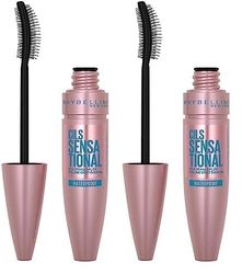 Rímel Gemey Maybelline de color negro, resistente al agua (Paquete de 2)