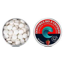 Oceansrespect 60 pastiglie di dentifricio – Scatola in alluminio – Fragola – Senza fluoro