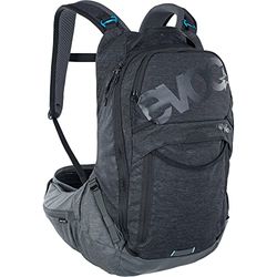 EVOC TRAIL PRO 16l protector rugzak voor dagtochten & trailrijden, fietsrugzak (rugzak met LITESHIELD PLUS rugprotector, extra licht, 3l hydratatie blaas compartiment, maat: L/XL), Zwart/Koolstofgrijs