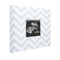 Pearhead Photo Album for Baby Girl or Boy, Gender Neutral Memory Book, Newborn Keepsake, Gift For New And Expecting Parents, 50 Pages, Grey Chevron