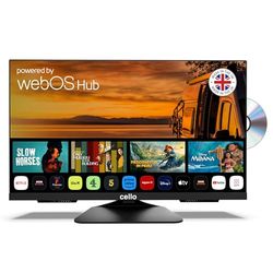 Cello C2425WSF Trav 24" inch SMART/DVD Camping Travel TV geïntegreerde DVD-speler frameless Triple Tuner Bluetooth WebOS by LG Ideaal voor Camper Truck Made in Europe [2025]