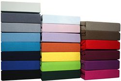 SUMG Colourful jersey fitted sheet made from skin-friendly 100% cotton (black, 200 x 220 cm + 40 cm base height).