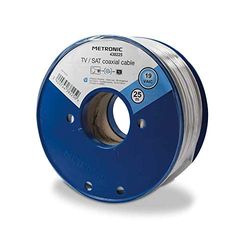 Metronic 438225 - Bobina de cabo coaxial satélite de 25 m, branco