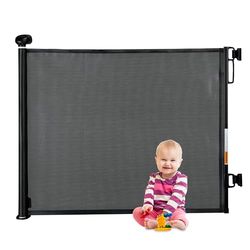 Relaxdays Barrera Seguridad Escaleras, Extensible, Malla Protectora, Rejilla Niños y Perros, Apertura 70-140cm, Negro
