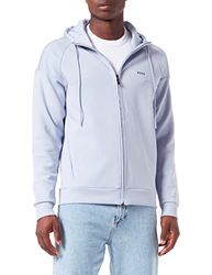 Boss Saggy 1 Sweatshirt met capuchon voor heren, van katoenmix met ritssluiting en logo-tape, Open Blue481, S