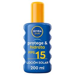 NIVEA SUN Protege & Hidrata spray solar FP15 (1 x 200 ml), protetor hidratante e resistente à água com proteção UVA/UVB, proteção solar média
