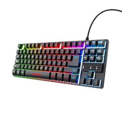 Trust Gaming GXT 833 Thado Tenkeyless TKL Gaming Keyboard met Verlichting, 20% kleiner Toetsenbord met Nederlandse Layout, Anti-Ghosting, USB, RGB, PC/Laptop