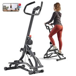 Sunny Health & Fitness Trapstepper met stuur, uitgebreide trapbereik machine voor klimoefeningen, compact, in hoogte verstelbaar, low-impact en SunnyFit-app Verbeterde Bluetooth-connectiviteit