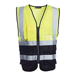 Blackrock Gilet sans manches haute visibilité jaune et noir, entièrement certifié EN – 5XL