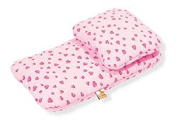 Pinolino 27350-7 - Roupa de cama para carrinho de brincar (2 peças), design de corações, cor rosa